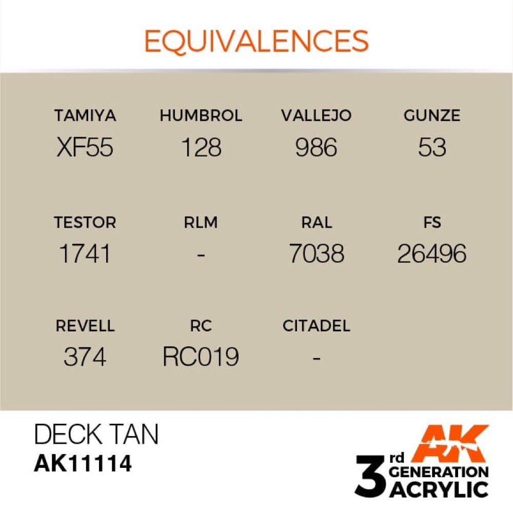 AK Interactive AK11114 Deck Tan Acrylic Paint 17ml (3rd Generation)