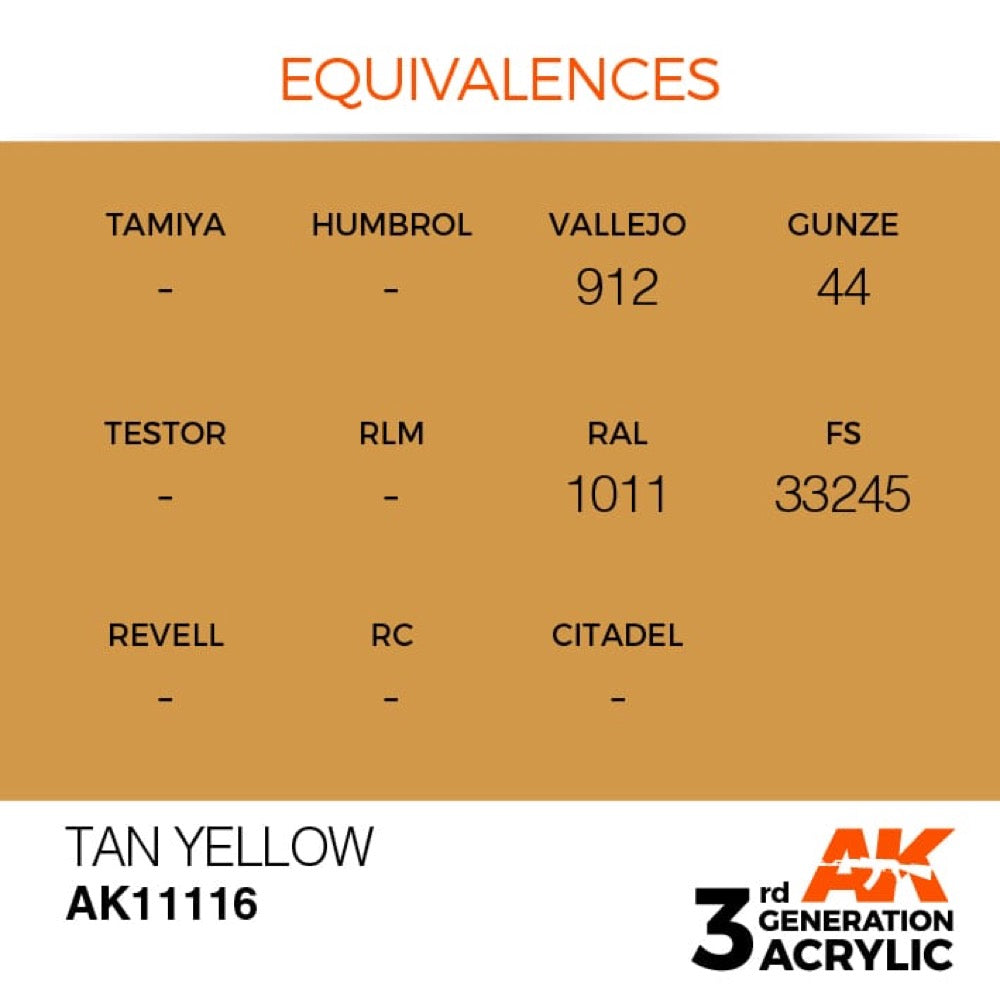 AK Interactive AK11116 Tan Yellow Acrylic Paint 17ml (3rd Generation)