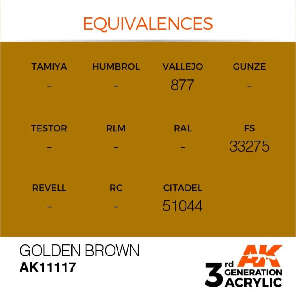 AK Interactive AK11117 Golden Brown Acrylic Paint 17ml (3rd Generation)