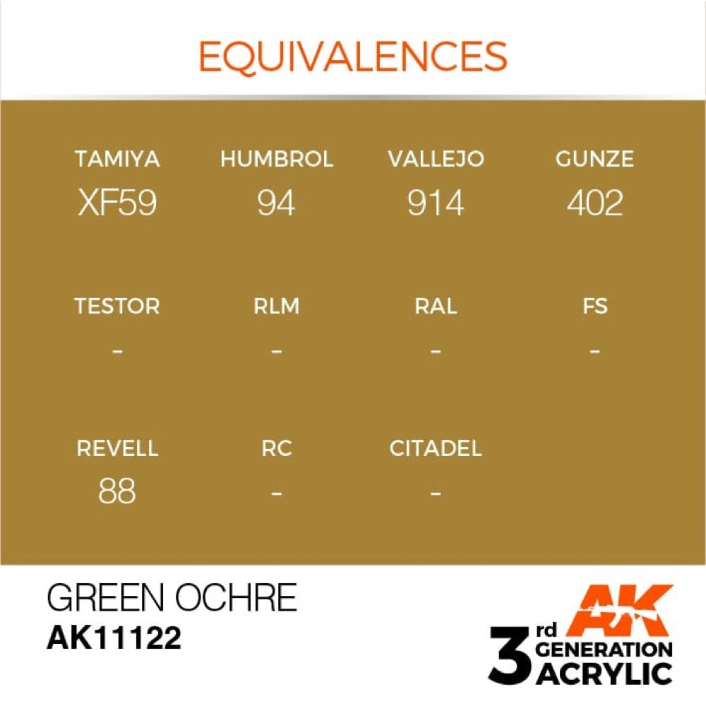 AK Interactive AK11122 Green Ocher Acrylic Paint 17ml (3rd Generation)