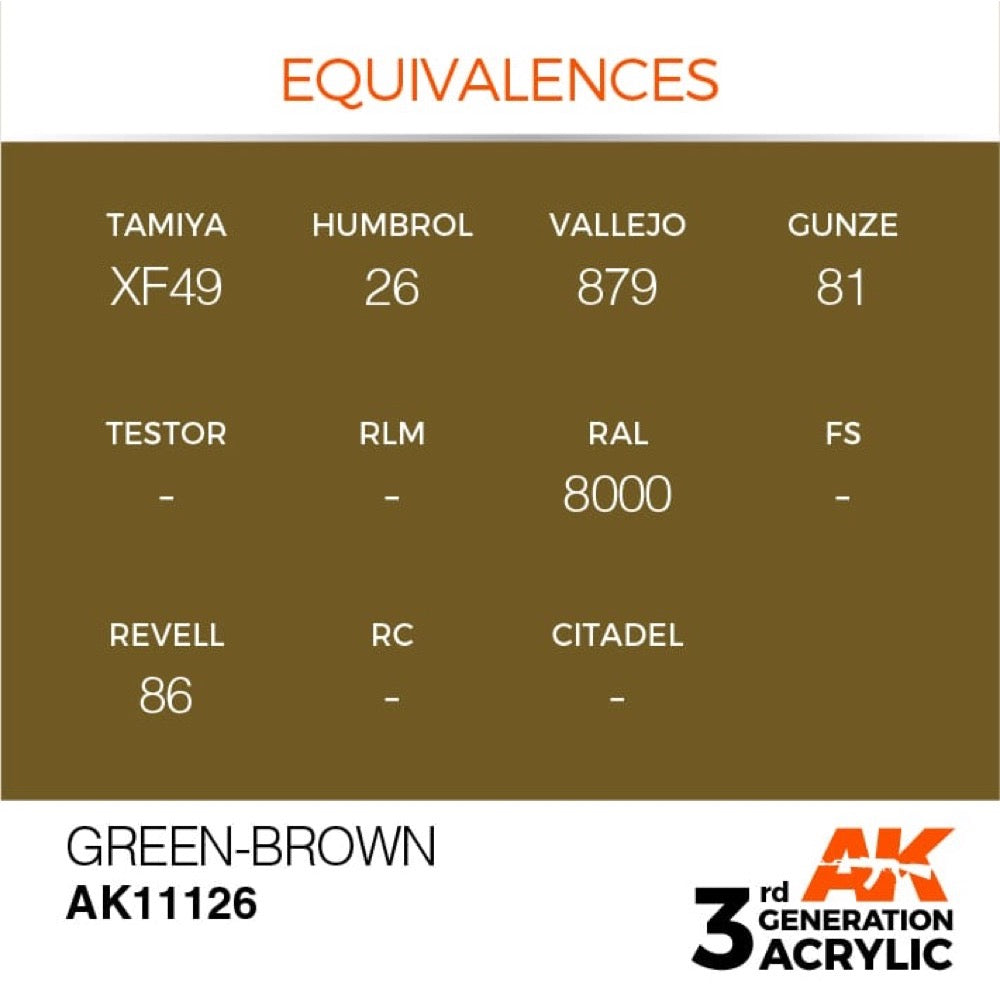 AK Interactive AK11126 Green-Brown Acrylic Paint 17ml (3rd Generation)