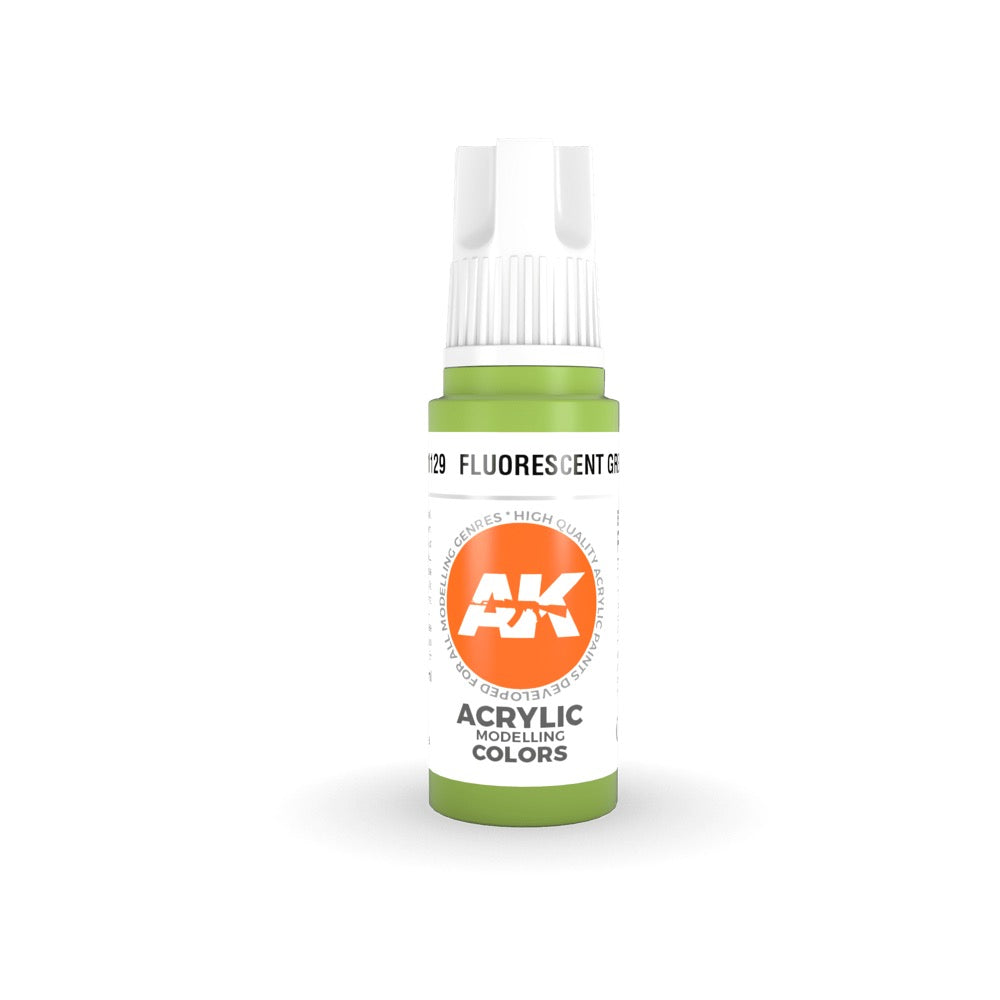 AK Interactive AK11129 Fluorescent Green Acrylic Paint 17ml (3rd Generation)