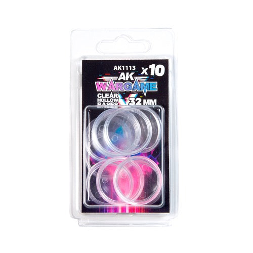 AK Interactive 1113 Plastic Wargame Bases Clear Hollow Base 32mm 10 units