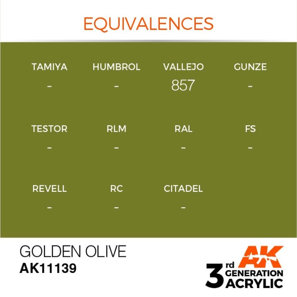 AK Interactive AK11139 Golden Olive Acrylic Paint 17ml (3rd Generation)