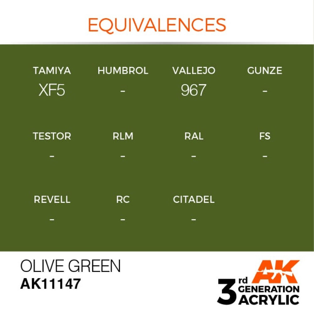 AK Interactive AK11147 Olive Green Acrylic Paint 17ml (3rd Generation)