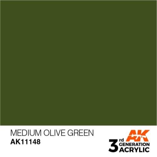 AK Interactive AK11148 Medium Olive Green Acrylic Paint 17ml (3rd Generation)