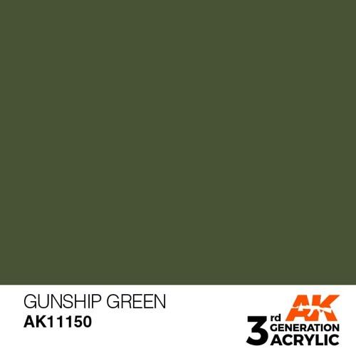 AK Interactive AK11150 Gunship Green Acrylic Paint 17ml (3rd Generation)