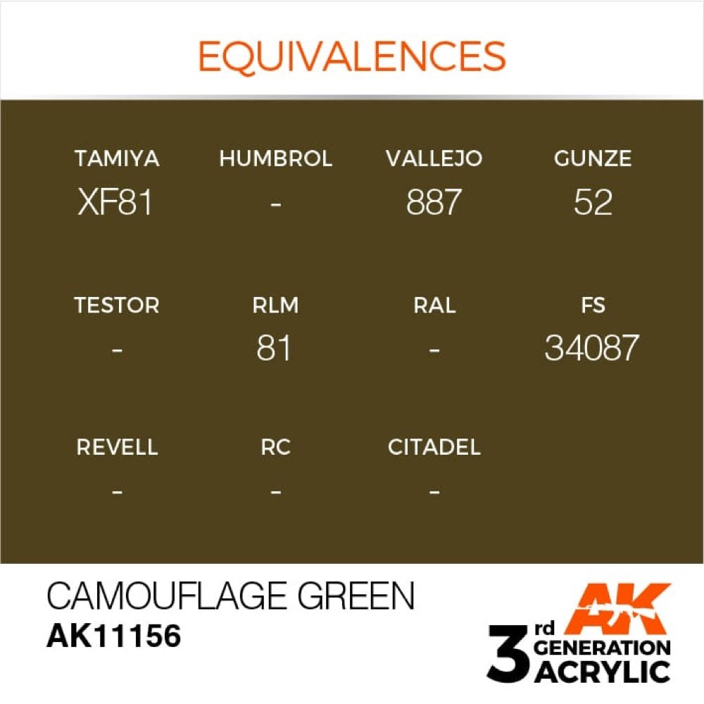 AK Interactive AK11156 Camouflage Green Acrylic Paint 17ml (3rd Generation)