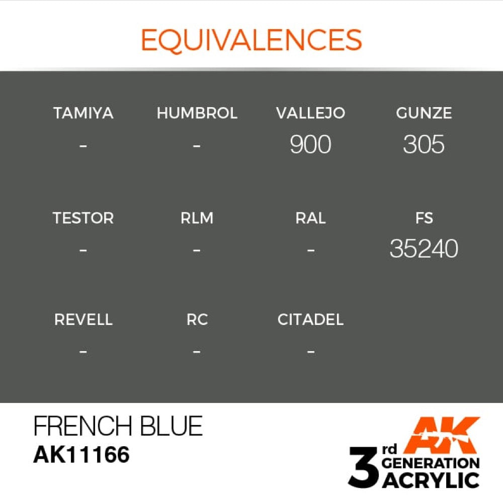 AK Interactive AK11166 French Blue Acrylic Paint 17ml (3rd Generation)