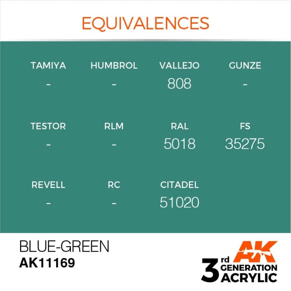 AK Interactive AK11169 Blue-Green Acrylic Paint 17ml (3rd Generation)