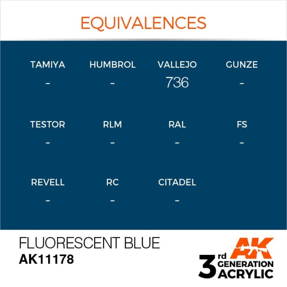 AK Interactive AK11178 Fluorescent Blue Acrylic Paint 17ml (3rd Generation)