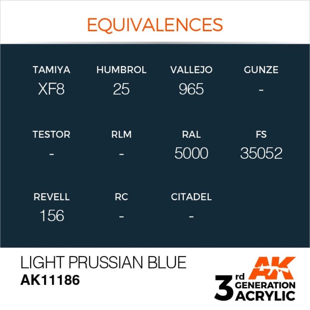 AK Interactive AK11186 Light Prussian Blue Acrylic Paint 17ml (3rd Generation)