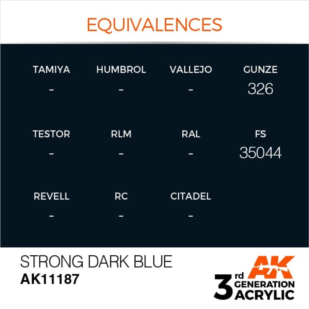 AK Interactive AK11187 Strong Dark Blue Acrylic Paint 17ml (3rd Generation)