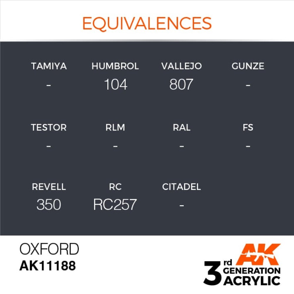 AK Interactive AK11188 Oxford Acrylic Paint 17ml (3rd Generation)