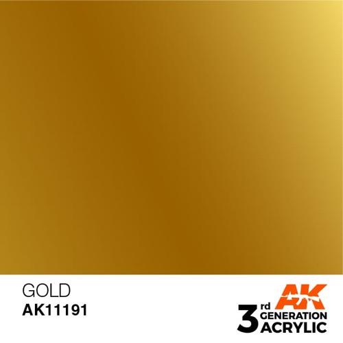 AK Interactive AK11191 Metallic Gold Acrylic Paint 17ml (3rd Generation)