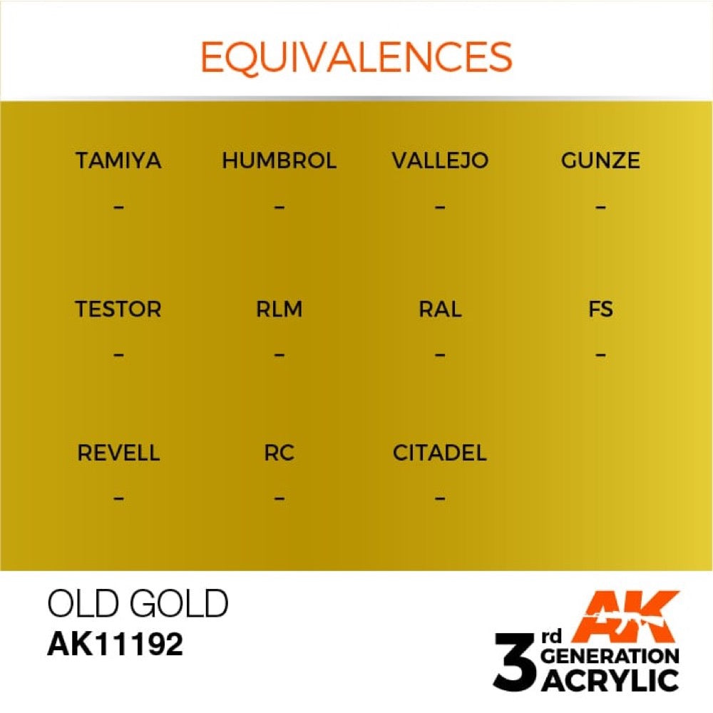AK Interactive AK11192 Metallic Old Gold Acrylic Paint 17ml (3rd Generation)