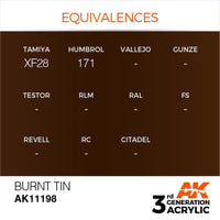 AK Interactive AK11198 Metallic Burnt Tin Acrylic Paint 17ml (3rd Generation)