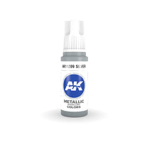 AK Interactive AK11209 Metallic Silver Acrylic Paint 17ml (3rd Generation)