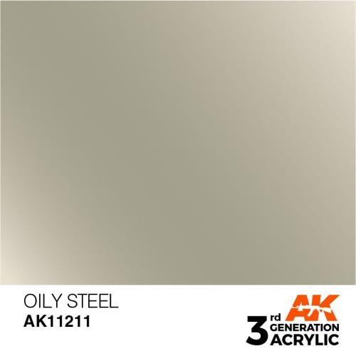 AK Interactive AK11211 Metallic Oily Steel Acrylic Paint 17ml (3rd Generation)