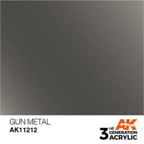 AK Interactive AK11212 Metallic Gun Metal Acrylic Paint 17ml (3rd Generation)