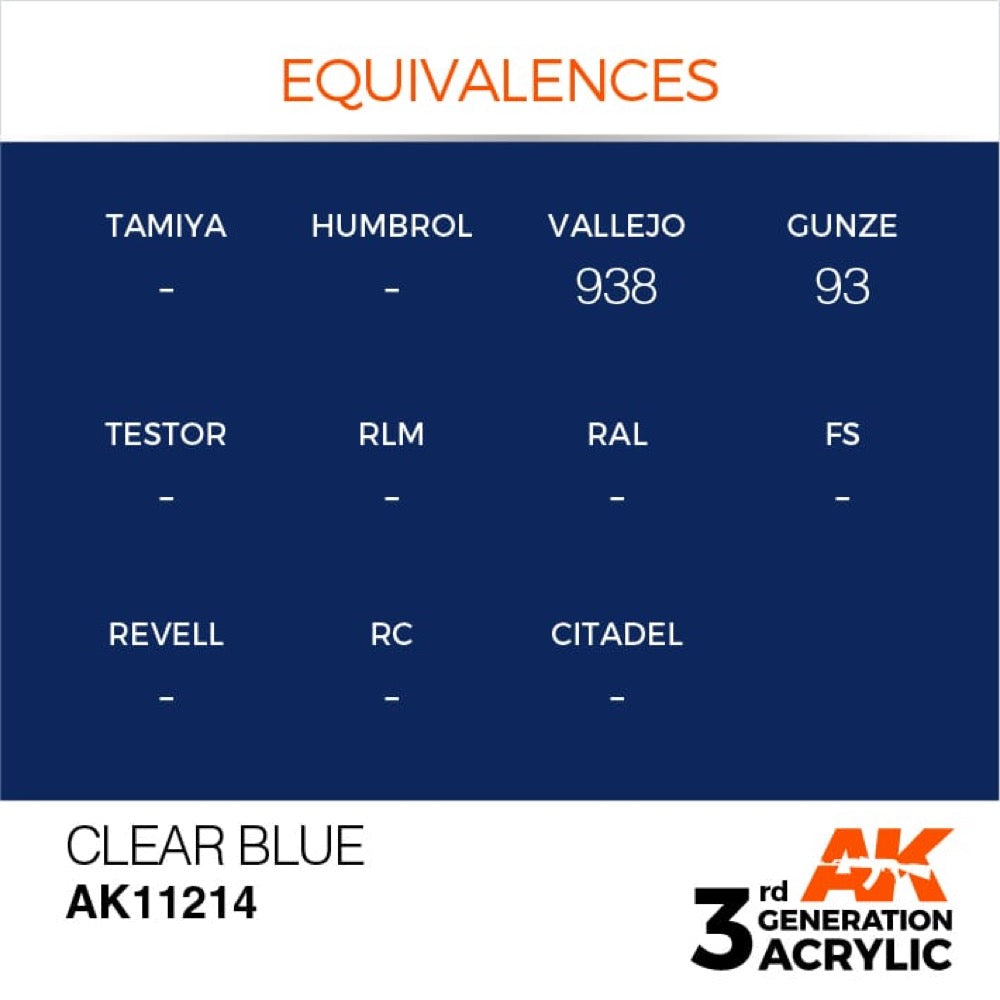 AK Interactive AK11214 Clear Blue Acrylic Paint 17ml (3rd Generation)