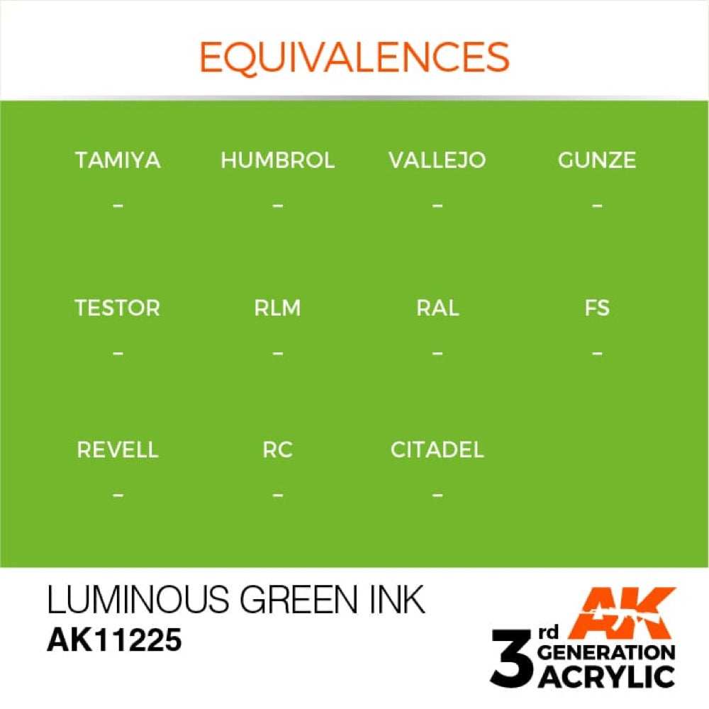 AK Interactive AK11225 Luminous Green Ink 17ml (3rd Generation)
