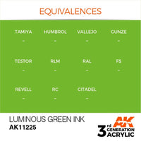 AK Interactive AK11225 Luminous Green Ink 17ml (3rd Generation)