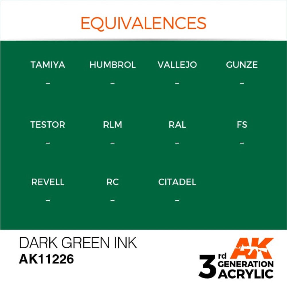 AK Interactive AK11226 Dark Green Ink 17ml (3rd Generation)