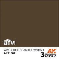 AK Interactive AK11301 AFV Series WWI British Khaki Brown Base Acrylic Paint 17ml 3rd Generation