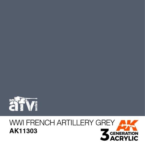 AK Interactive AK11303 AFV Series WWI French Artillery Grey Acrylic Paint 17ml 3rd Generation