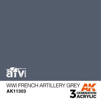 AK Interactive AK11303 AFV Series WWI French Artillery Grey Acrylic Paint 17ml 3rd Generation