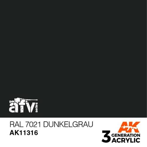 AK Interactive AK11316 AFV Series RAL 7021 Dunkelgrau Acrylic Paint 17ml 3rd Generation