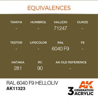 AK Interactive AK11323 AFV Series RAL 6040 F9 Helloliv Acrylic Paint 17ml 3rd Generation