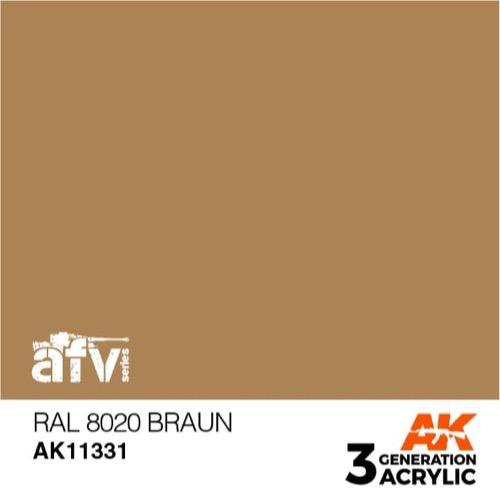 AK Interactive AK11331 AFV Series RAL 8020 Braun Acrylic Paint 17ml 3rd Generation