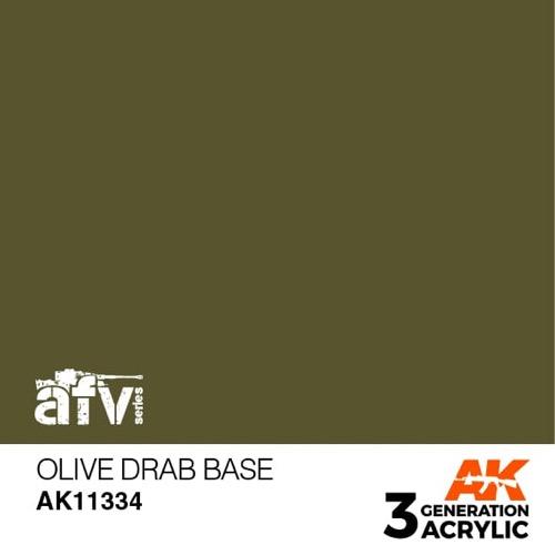 AK Interactive AK11334 AFV Series Olive Drab Base Acrylic Paint 17ml 3rd Generation