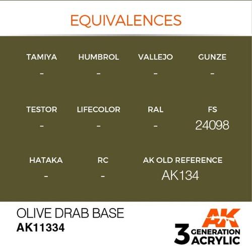AK Interactive AK11334 AFV Series Olive Drab Base Acrylic Paint 17ml 3rd Generation