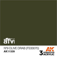 AK Interactive AK11339 AFV Series No.9 Olive Drab FS33070 Acrylic Paint 17ml 3rd Generation