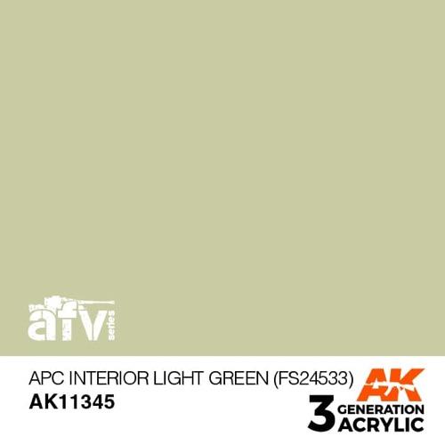 AK Interactive AK11345 AFV Series APC Interior Light Green FS24533 Acrylic Paint 17ml 3rd Generation