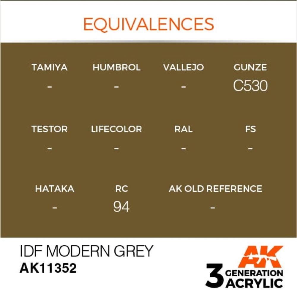 AK Interactive AK11352 AFV Series IDF Modern Grey Acrylic Paint 17ml 3rd Generation