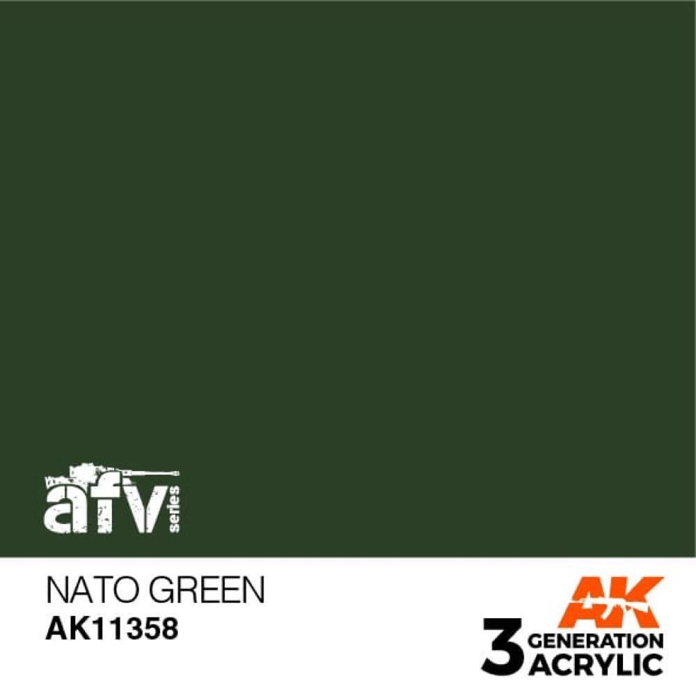 AK Interactive AK11358 AFV Series NATO Green Acrylic Paint 17ml 3rd Generation
