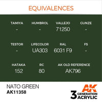 AK Interactive AK11358 AFV Series NATO Green Acrylic Paint 17ml 3rd Generation