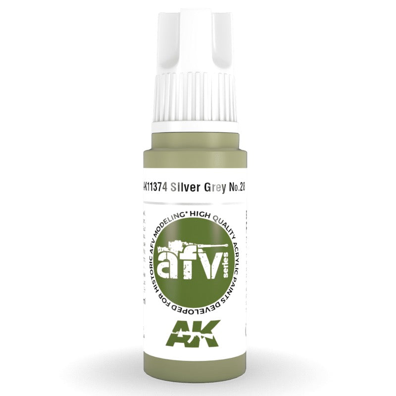 AK Interactive AK11374 AFV Series Silver Grey No.28 Acrylic Paint 17ml 3rd Generation