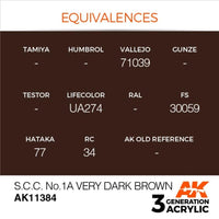 AK Interactive AK11384 AFV Series S.C.C. No.1A Very Dark Brown Acrylic Paint 17ml 3rd Generation
