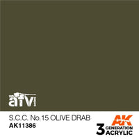 AK Interactive AK11386 AFV Series S.C.C. No.15 Olive Drab Acrylic Paint 17ml 3rd Generation