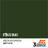 AK Interactive AK11412 Figure Series Medium Green Acrylic Paint 17ml 3rd Generation