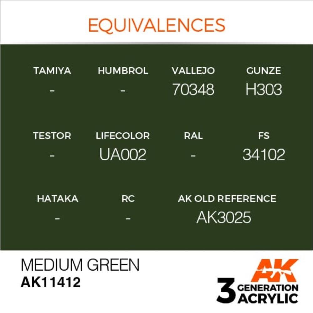 AK Interactive AK11412 Figure Series Medium Green Acrylic Paint 17ml 3rd Generation