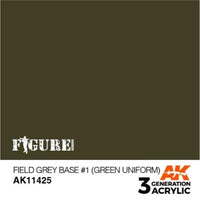 AK Interactive AK11425 Field Grey Base #1 Green Uniform Acrylic Paint 17ml 3rd Generation