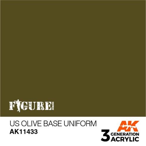 AK Interactive AK11433 Figure Series US Olive Base Uniform Acrylic Paint 17ml 3rd Generation