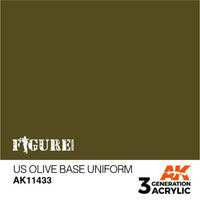 AK Interactive AK11433 Figure Series US Olive Base Uniform Acrylic Paint 17ml 3rd Generation