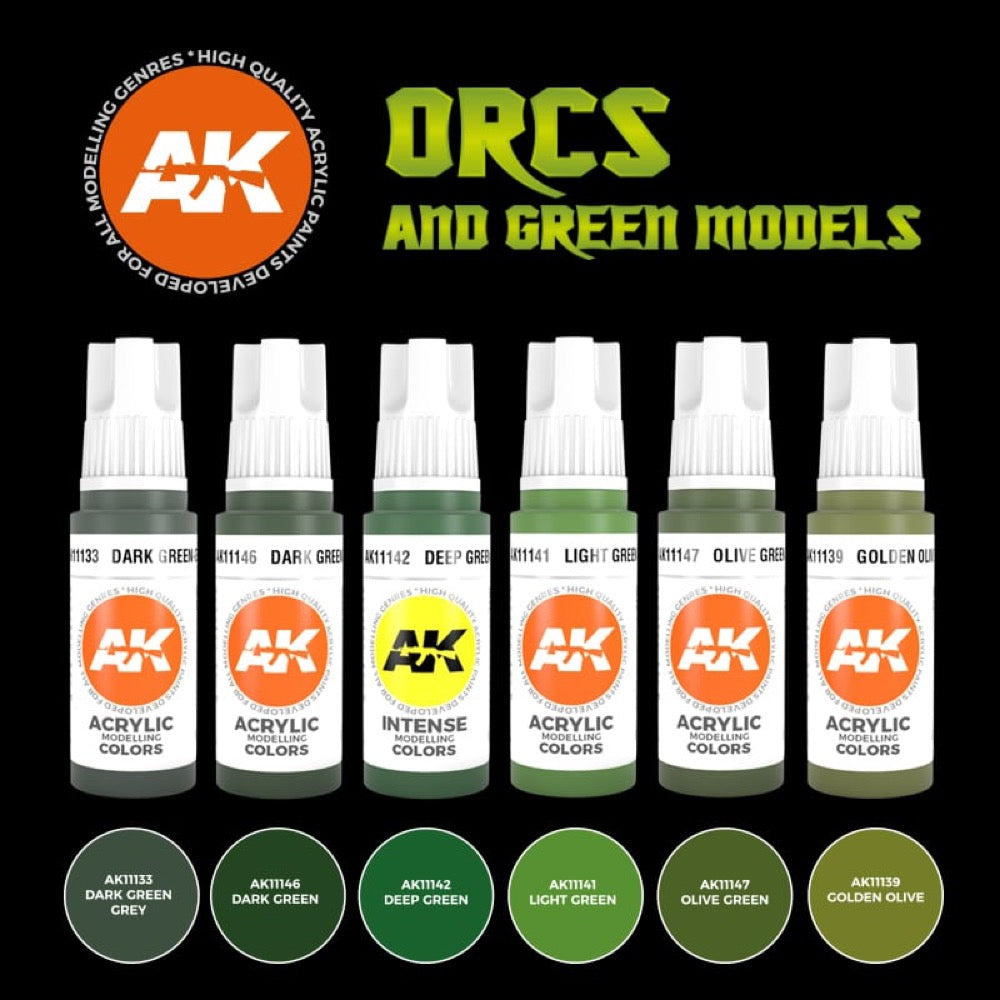 AK Interactive AK11600 Orcs and Green Creatures 3rd Generation Acrylic Paint Set